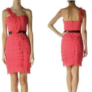 BCBGMaxAzria One-Shoulder Ruffle Tiered Dress 8